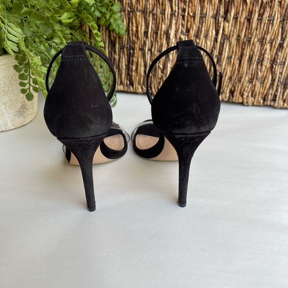 SCHUTZ black suede Ankle strap clear strap On top Sandal Size  6.5 womens - Picture 8 of 13